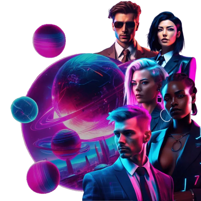 An illustration of various locations and events in Utherverse.io